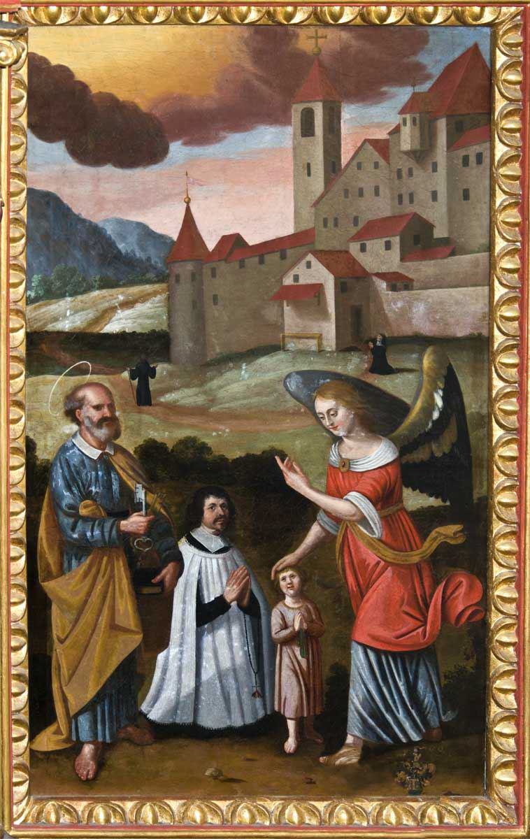 St. Petrus und Schutzengel, kniender Priester