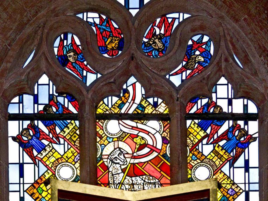 oben: die vier Evanglisten (Symbole)