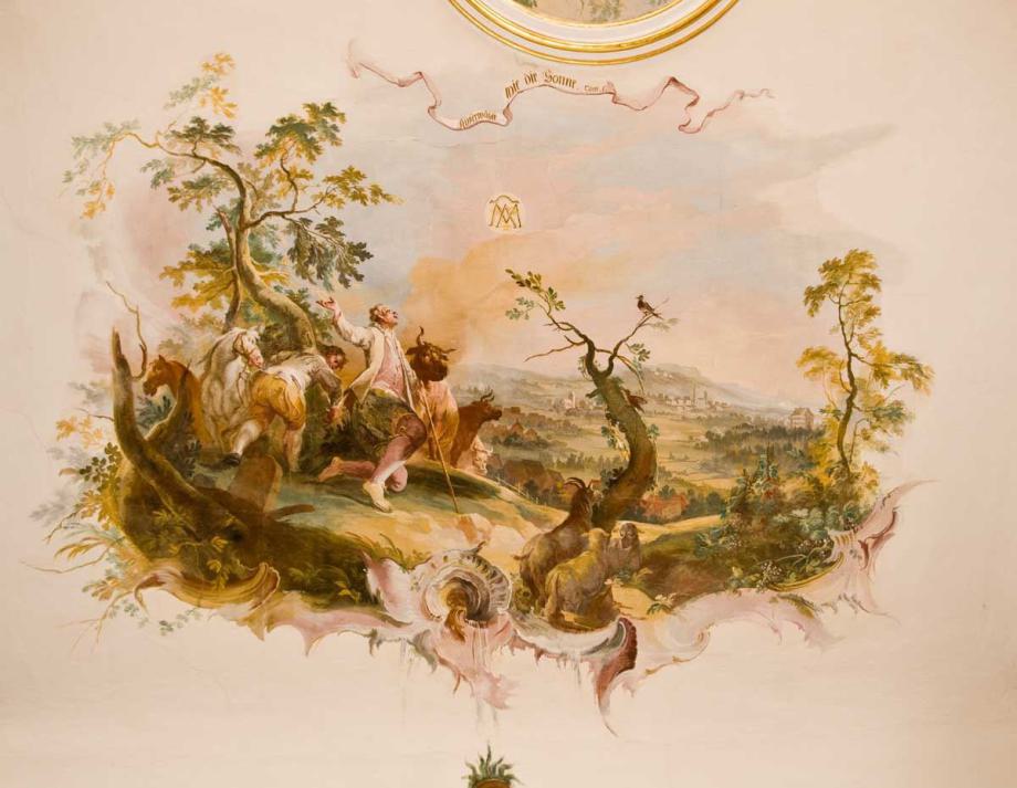 Blick von Baitenhausen in den Linzgau, Markdorf & Gehrenberg im Bildhintergrund, Schloß Ittendorf rechts